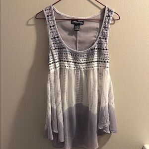 Living Doll Gray and White Women's Top